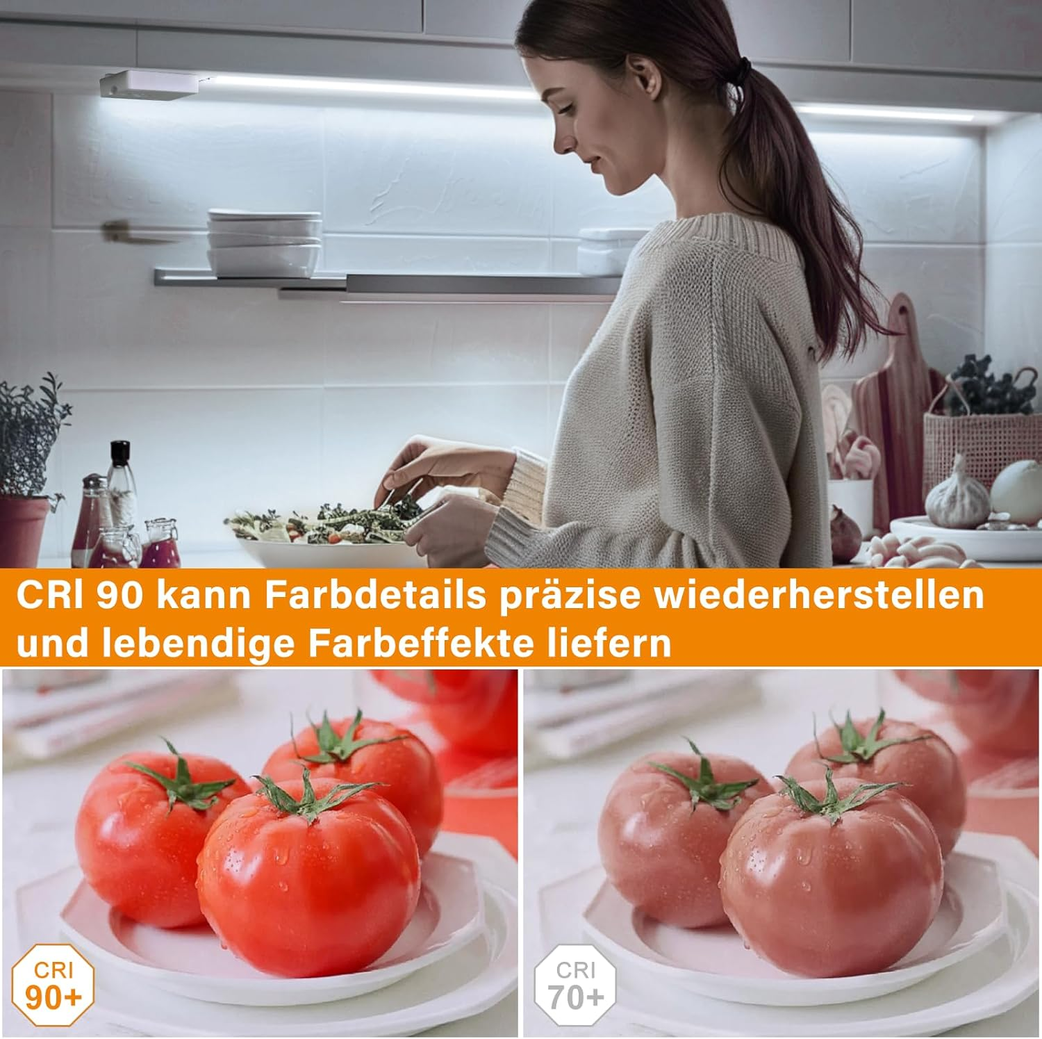 Pack of 3 COB LED Strips, Battery Operated, 1 M 320 LED Strip, 90+ Colour Rendering Efficiency, 6000 K Self-Adhesive Light Strip for Cupboards, Stairs, Beds, Laundry Room image number 1