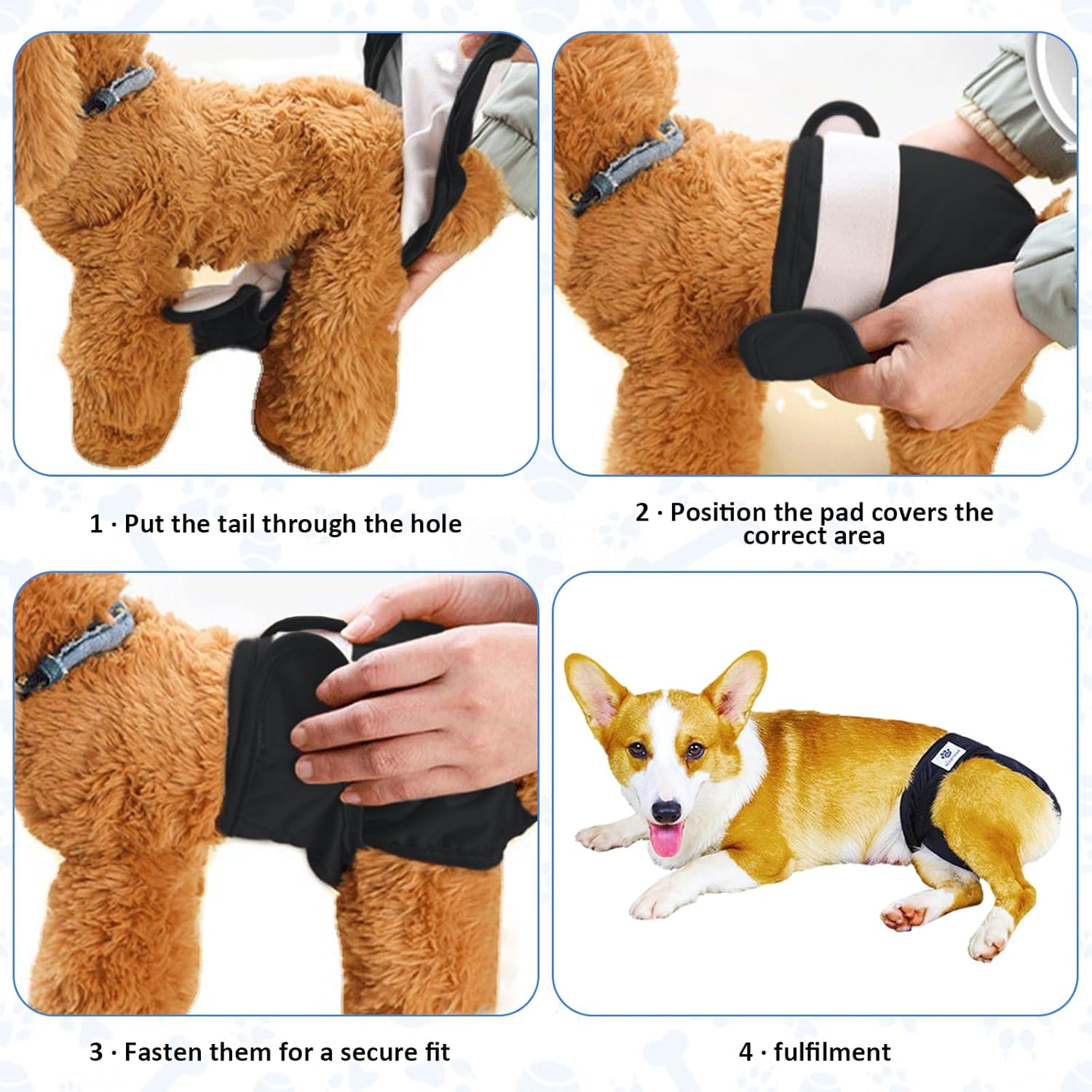 Esoes Reusable Dog Nappies, Machine Washable, Pack of 3 Dog Panties in Heat (Black Grey, M), Machine Washable & Environmentally Friendly, Gift Pet Pads, Pack of 6 image number 1