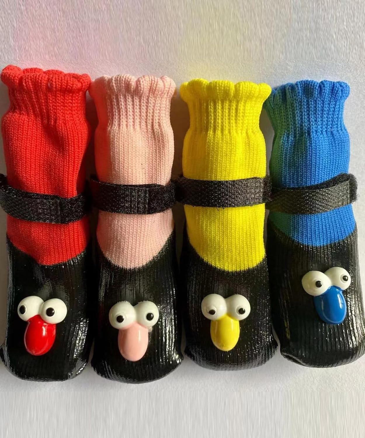 Dog Shoes, Dog Socks, Shoes, Anti-Slip, Small Dogs, Medium Dogs, Cute, Stylish, Pet Shoes, Socks Shoes, Scratch Resistant, Set of 4, Cute Dog Socks Shoes (Yellow, M)