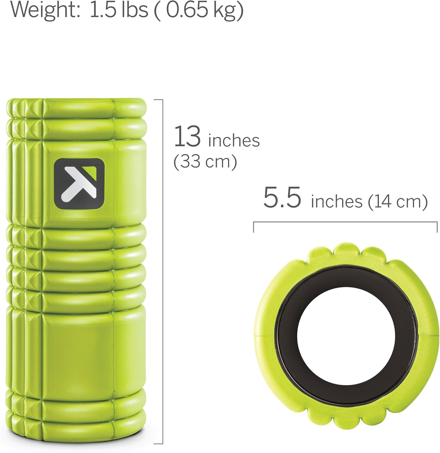 Triggerpoint GRID Foam Roller for Exercise, Deep Tissue Massage and Muscle Recovery, Original (13-Inch), Lime image number 1