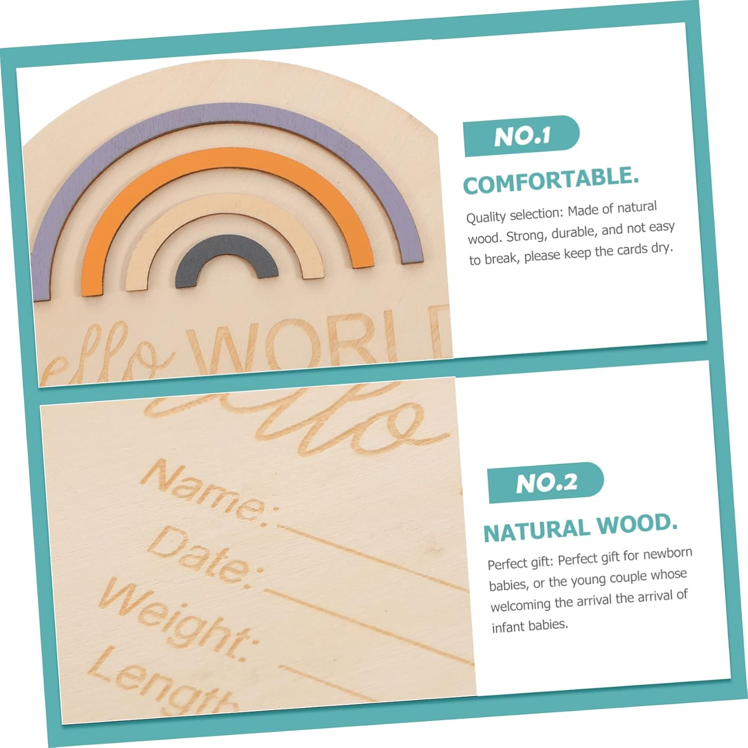 Wooden Milestone Cards Rainbow Design Monthly Newborn Announcement Sign Nursery Name Sign for Photo Prop Keepsake image number 1