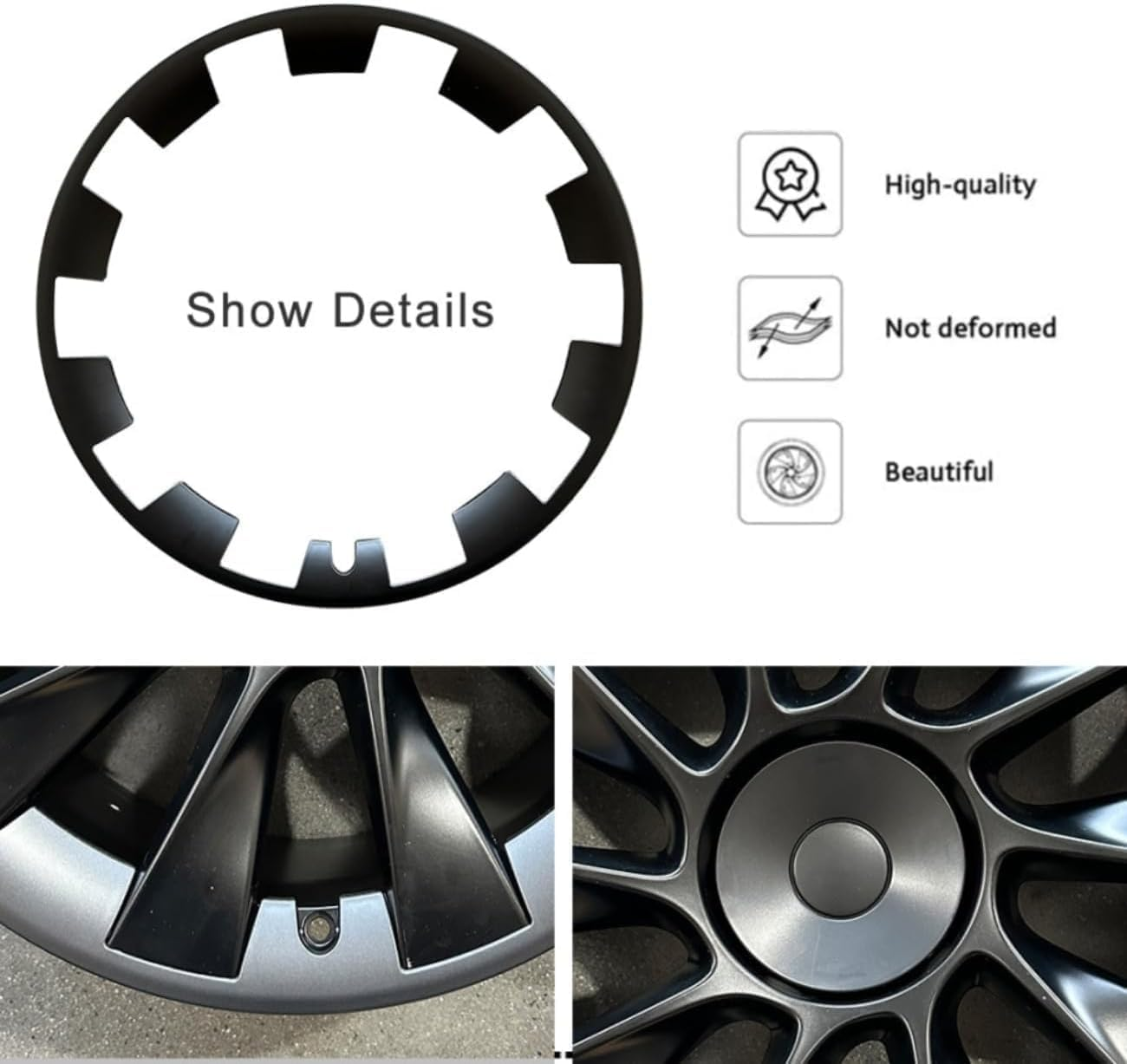 For Tesla Model Y 20 Inches Wheel Rim Protector Rim, 4 PCS ABS Rim Hubcaps Cover for Tesla Model Y 2017-2024, 20 Inch Wheel Rim Protection Accessories, Black