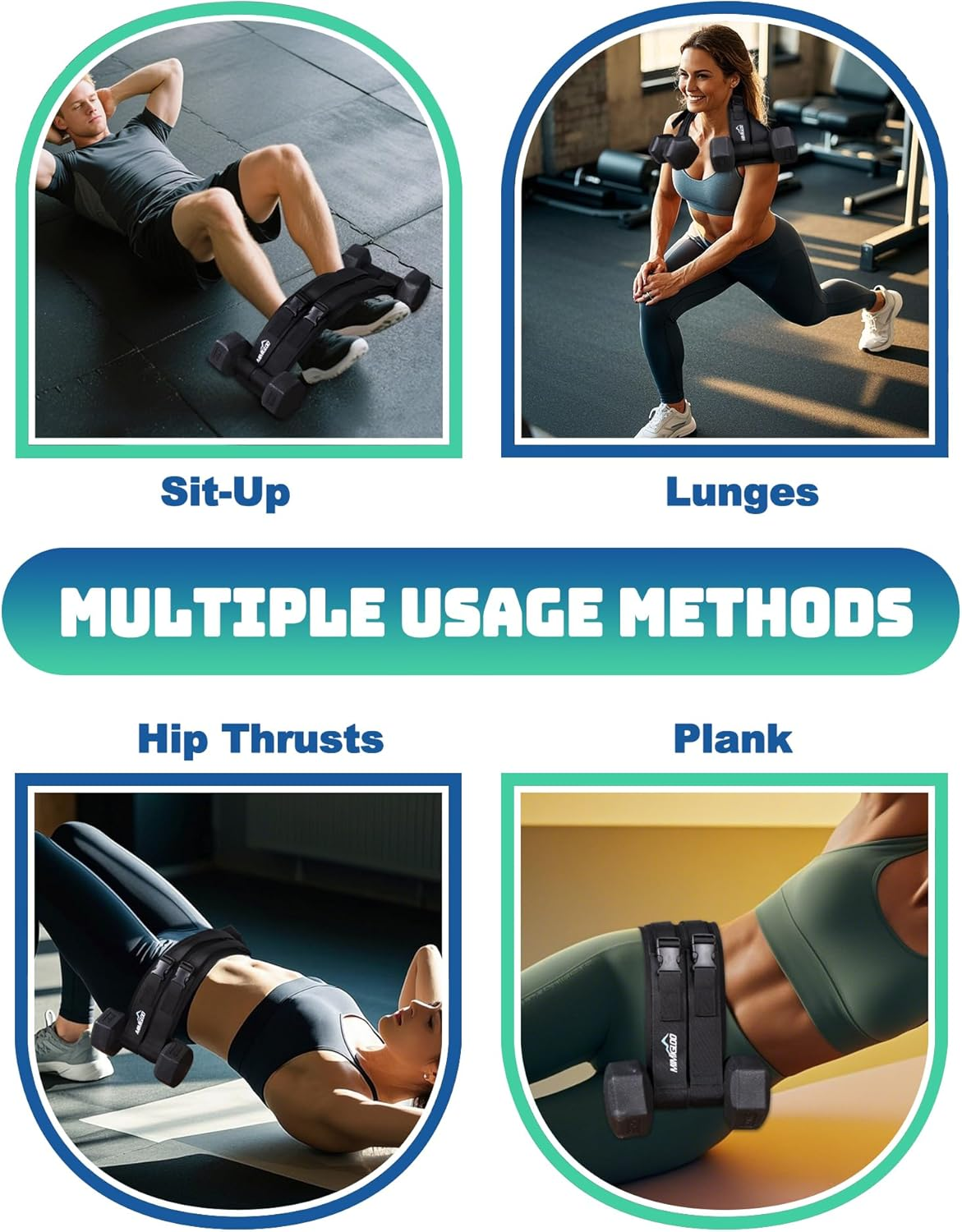 Hip Thrust Belt, Wider and Thicker Hip Bridge Belt, for Dumbbell Exercise Squat Kettlebell Lunge Bridge Push-Up Training, Suitable for Home, Gym (Black) image number 5