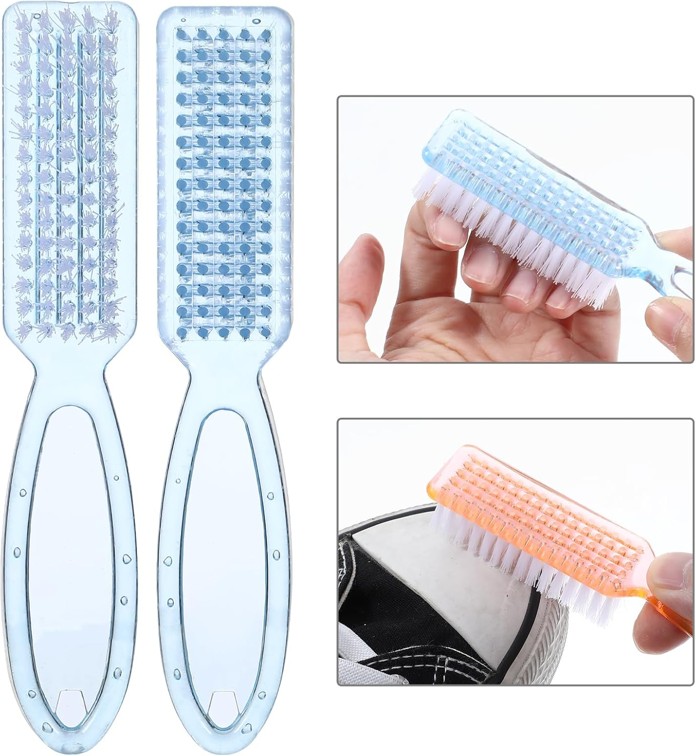 WLLHYF 4 Pieces Nail Brush with Handle Soft Bristles 4 Colours Manicure Tool Scrubbing Brush Set for Nails and Toes (Blue + Purple + Pink + Orange) image number 4