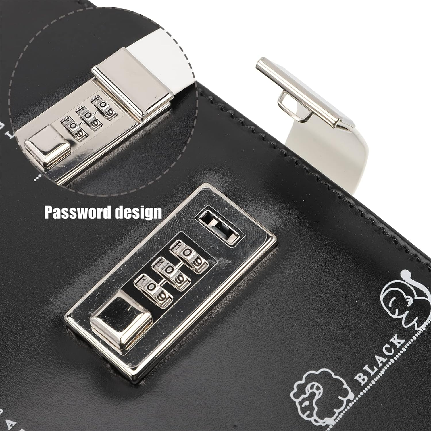 NUOBESTY Lockable Journal Diary with Lock Black Password Book with Code Lock Protection Pu Notebook for Students Adults 21.5Cm