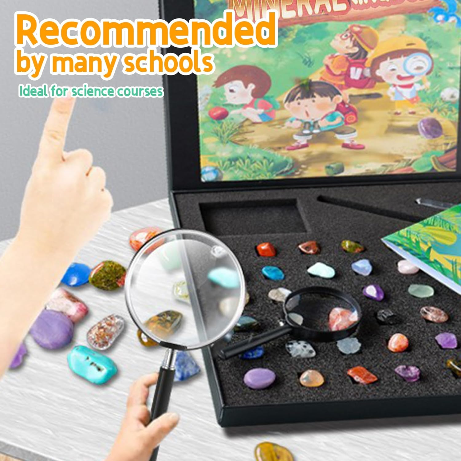 Rock Kit for Geology Enthusiasts | Rock Collection with Mineral Testing Tools, Crystal Geode Display & Volcanic Samples | Beginner to Advanced Specimen Study image number 2