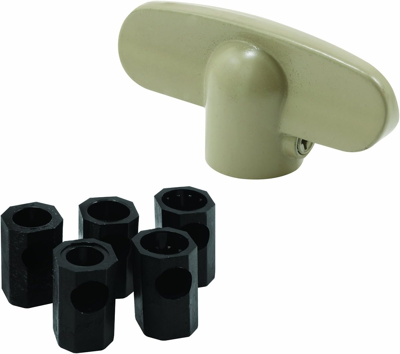 Prime-Line Products H 3892 Operator Tee Handle, 1-1/8 In. X 2-3/8 In., Diecast, White, Universal Spline Adaptors (2-Pack)