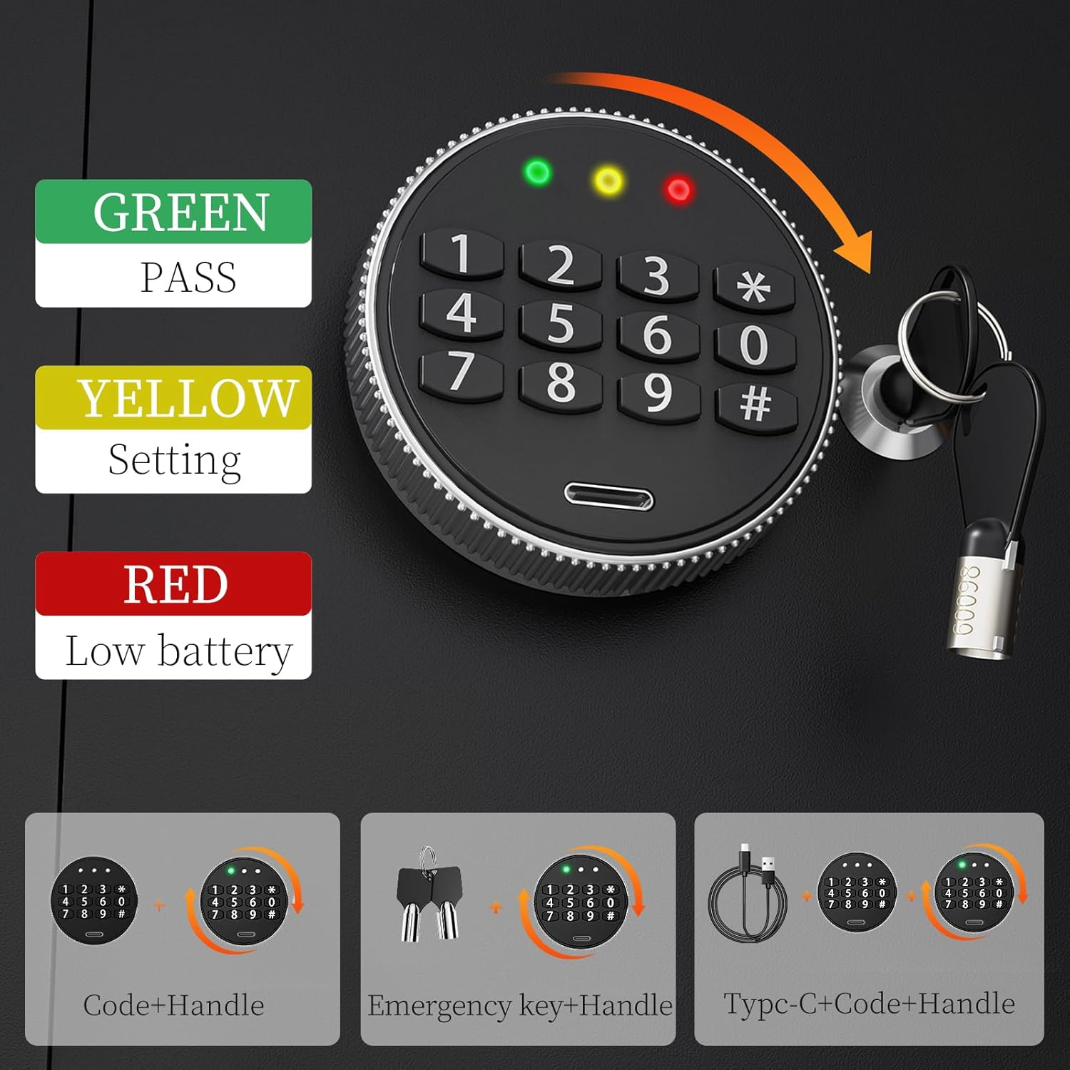 WASJOYE Cabinet Security Safe Box, Fireproof Digital Safe with Electronic Keypad & Emergency Key, Home & Office Lock Safe for Cash, Documents, Jewellery & Passport Storage, 13.78 &times; 9.84 &times; 9.84 In image number 4