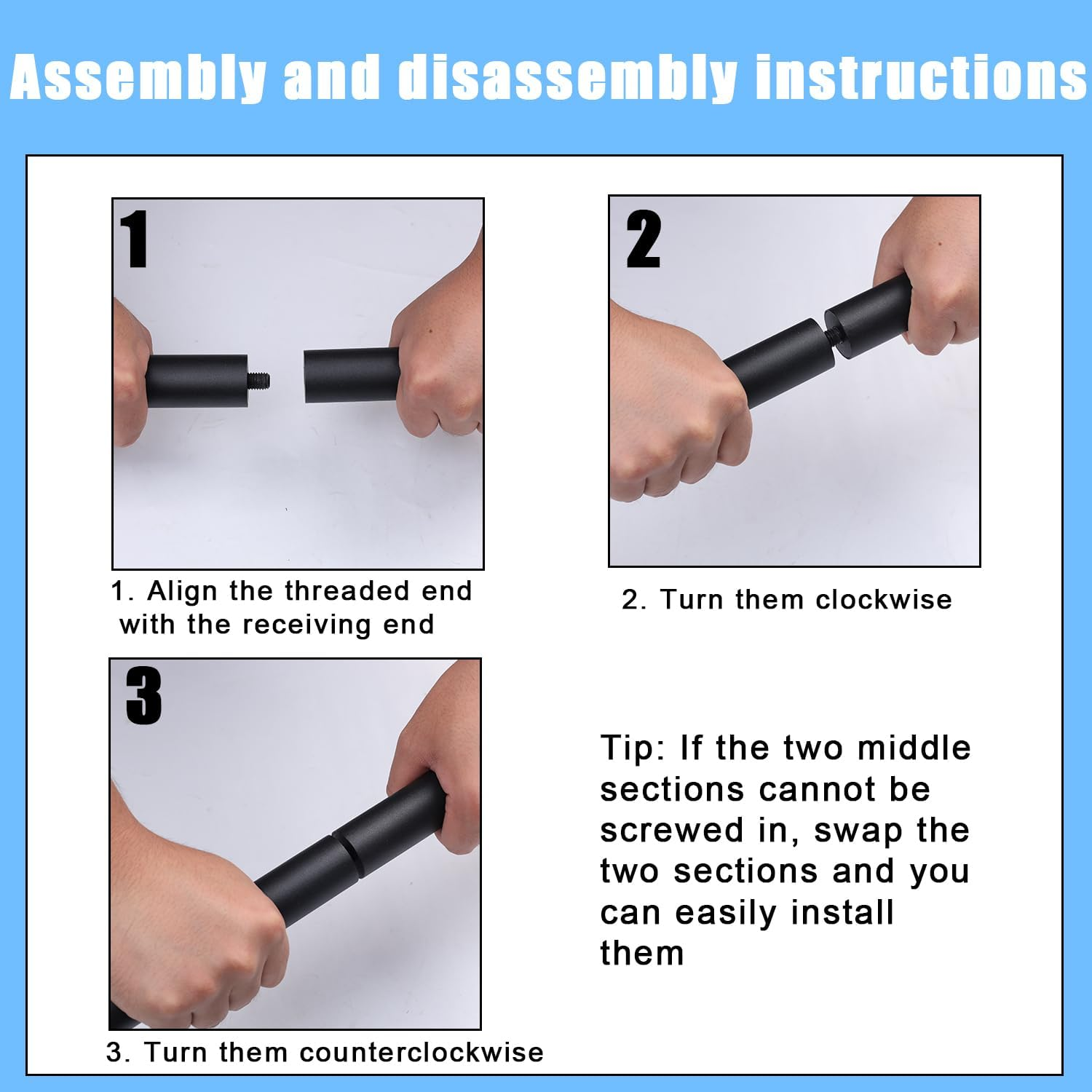 Gosknor Yoga Stick, 5Ft Adjustable Yoga Stretching Stick Stainless Steel Mobility Pole Equipment for Stretching Multifunctional Exercise Stick Accessories for Fitness, Balance, Stretching image number 6