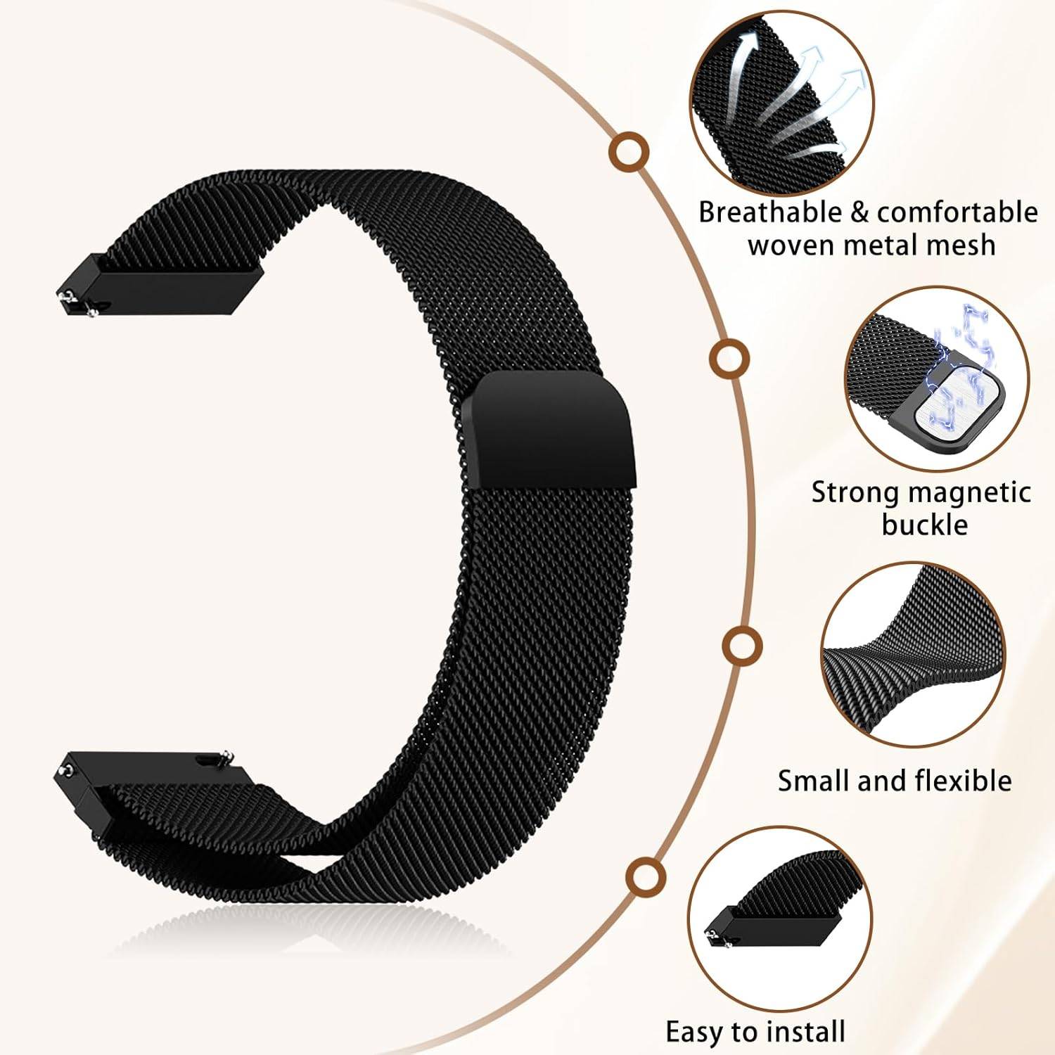 Yealred 22 Mm Metal Watch Strap Compatible with Garmin Forerunner 570 47Mm/Venu 3 45 Mm/V&iacute;voactive 4, Magnetic Replacement Band Compatible with Garmin Forerunner 265/255 / 255 Music