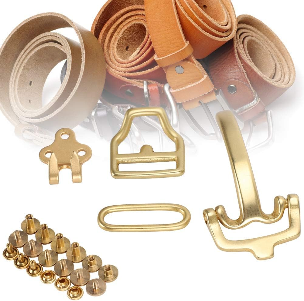 Pure Brass Belt Buckle Set, D-Shaped Polished Brass Buckle for Men and Women, Classic Cavalryman Design, Environmental Protect Wasit Belt Hardware Accessories image number 2