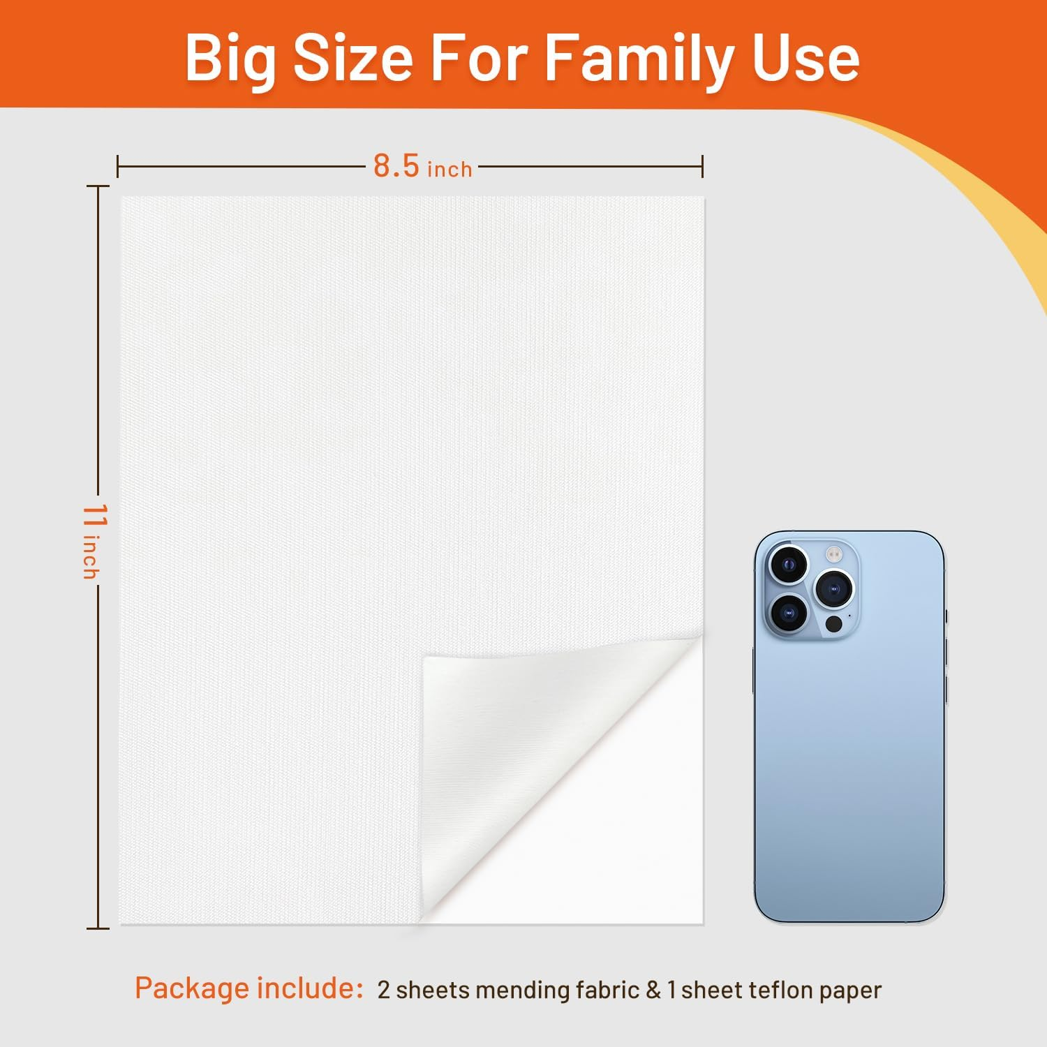 Transourdream Tru-White Iron on Fabric Patches for Clothes, Extra Large Iron on Repair Patch for Clothing, Jeans, Sheets, Duvet Cover, Curtains&Sofa, inside Use Fabric Patch,No Sewing(2 Pcs, 8.5"X11") image number 3