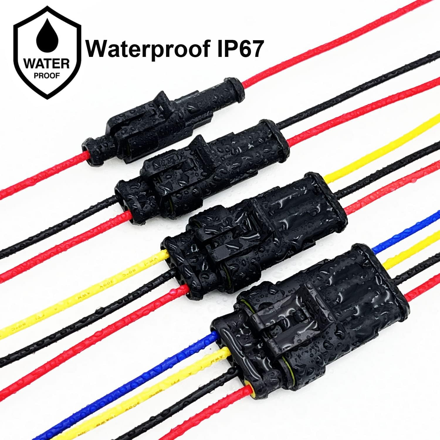 10 Kit 16 AWG 1 Pin Connector Car Waterproof Wire Connectors 1 Pin Automotive Electrical Connectors Quick Disconnect 1 Way Wire Terminal Connector Plug and Heat Shrink Tubing Kit