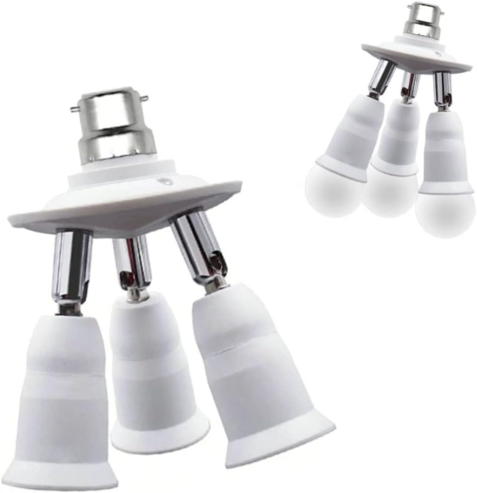 Light Socket, Splitter 3 in 1 360 Degree Adjustable 180 Degree Bendable B22 to E27 E26 Bulbs Socket Holder Lamp Bases image number 3