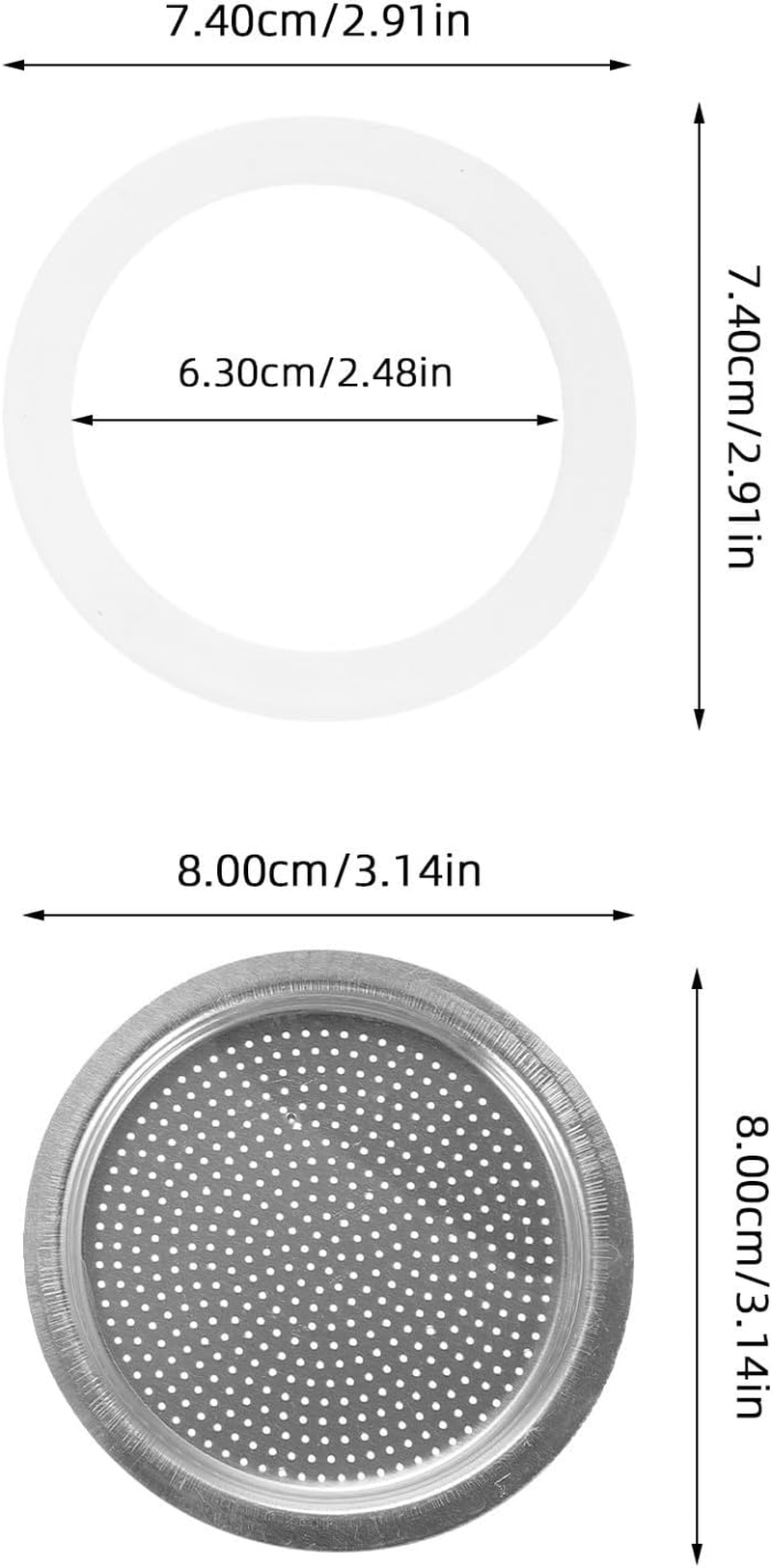 JEWEDECO Silicone Gasket Seal Coffee Pot Parts Replacement for Cup Stainless Steel Filter Espresso Maker Food-Grade Silicone and Stainless Steel Easy to Install and Wear-Resistant image number 2