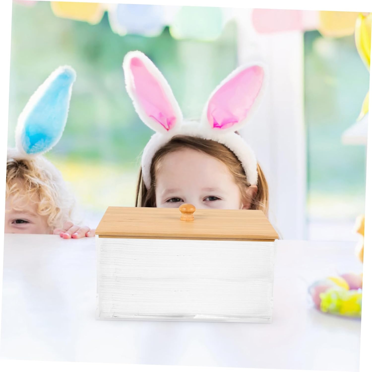 Acrylic Dryer Sheet Holder Bamboo Lid Laundry Room Storage Box for Dryer Sheets Easy to Use and Clean image number 3