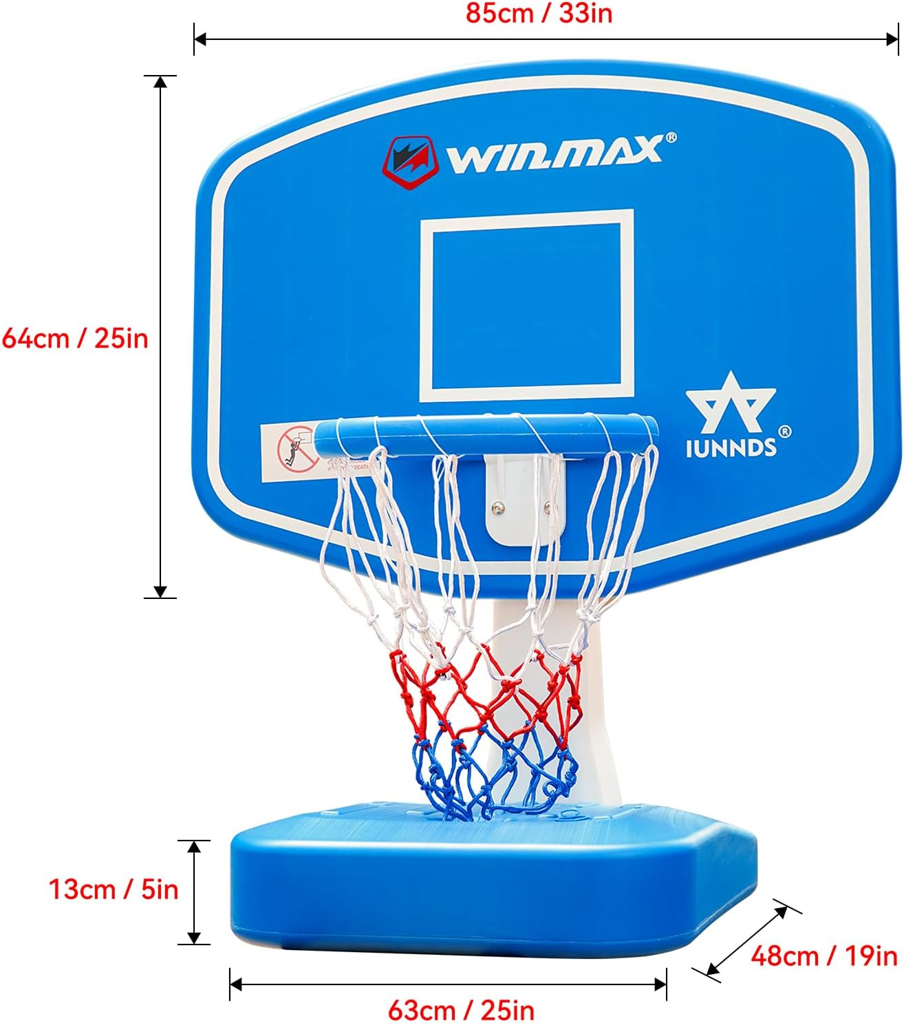 Win.Max Sports Pool Basketball Hoop, 33 Inch Waterproof Swimming Pool Basketball Hoop,Portable Poolside Basketball Goal System for Kids Adults, with 2 Balls and Air Pump image number 4