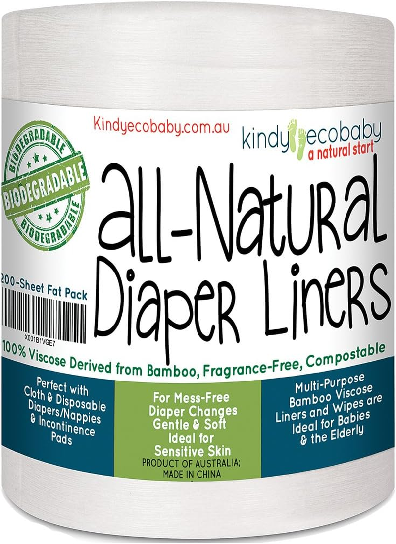 Bamboo Viscose Baby Diaper Liners 200 Sheet Pack Disposable Diaper Liners Flushable Liners Compostable Diaper Liners Bamboo Viscose Liners Diaper Liners for Baby Cloth Diaper Linerswipes 200 image number 1