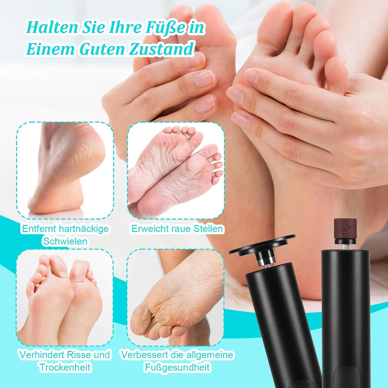 Electric Callus Remover, Pedicure Set, Foot Care Electric with 2 Rollers, 6 Gear USB Electric Callus Remover for Callus Removal, Cracked Heels, Dead Skin, Waterproof image number 3