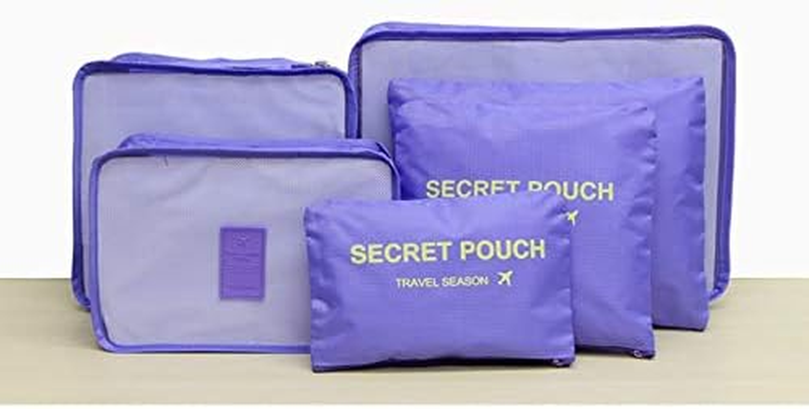 Go2Buy 6Pcs Travel Luggage Organizer Set Backpack Storage Pouches Suitcase Packing Bags (Purple)