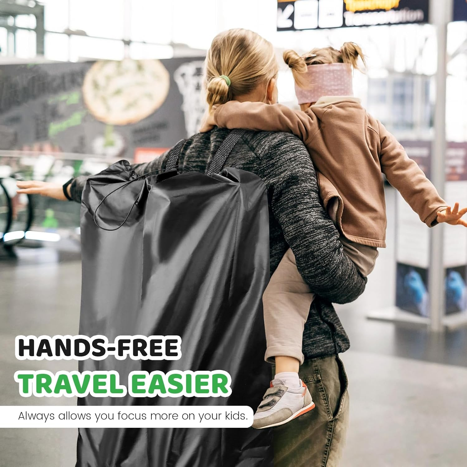 Car Seat Travel Bag, Portable Car Seat Travel Bag for Airplane, Car Seat Bags for Air Travel, Wear Resistant Gate Check Car Seat Travel Bag (Black) image number 1