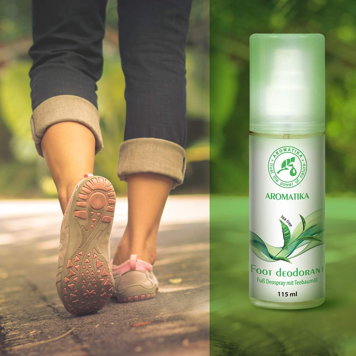 AROMATIKA Tea Tree Essential Oil Foot Deodorant Spray 115Ml - Antiperspirant for Feet