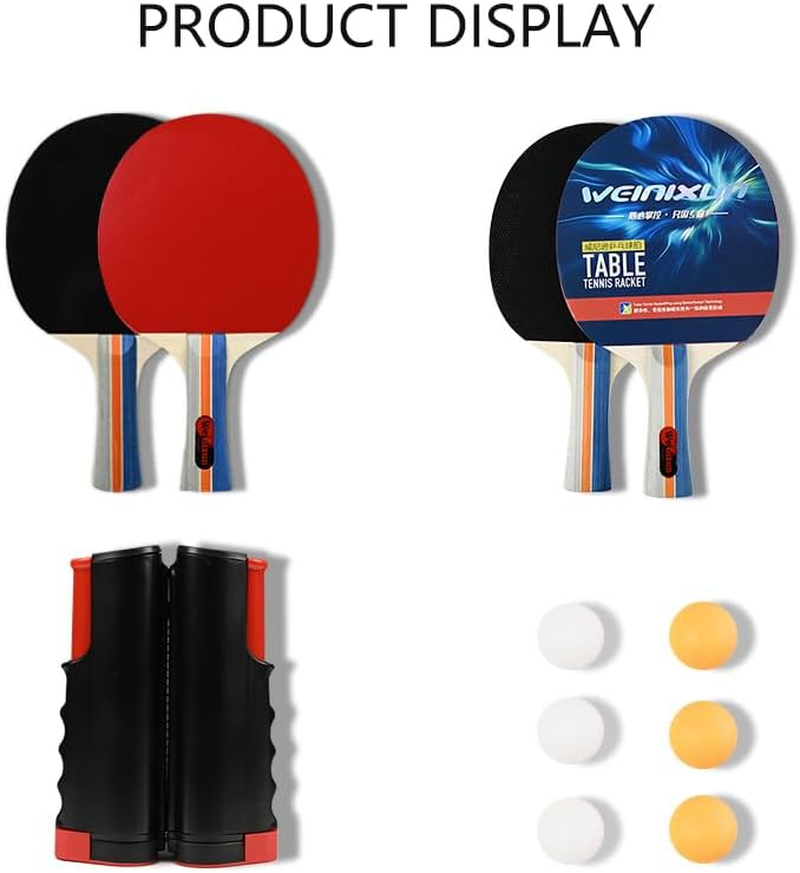 Ping Pong Paddles Set - Professional Table Tennis Rackets and Balls, Retractable Net with Posts and Storage Case - Pingpong Paddle and Game Table Accessories image number 1