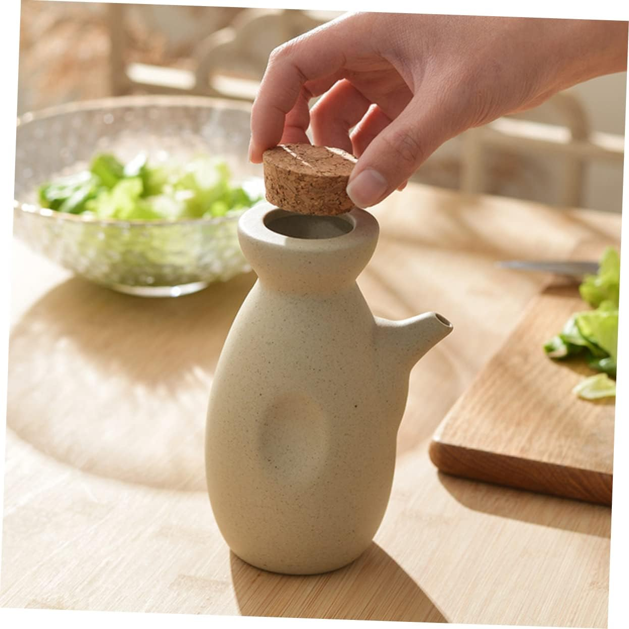 COLLBATH Ceramic Oil Pot Cooking Oil Dispenser Cooking Oil Container Aromatizante Para Casa Olive Oil Olive Bottle Dispensers Stoneware Oil Cruet Pepper Storage Jar Kitchen Jar Beige image number 5