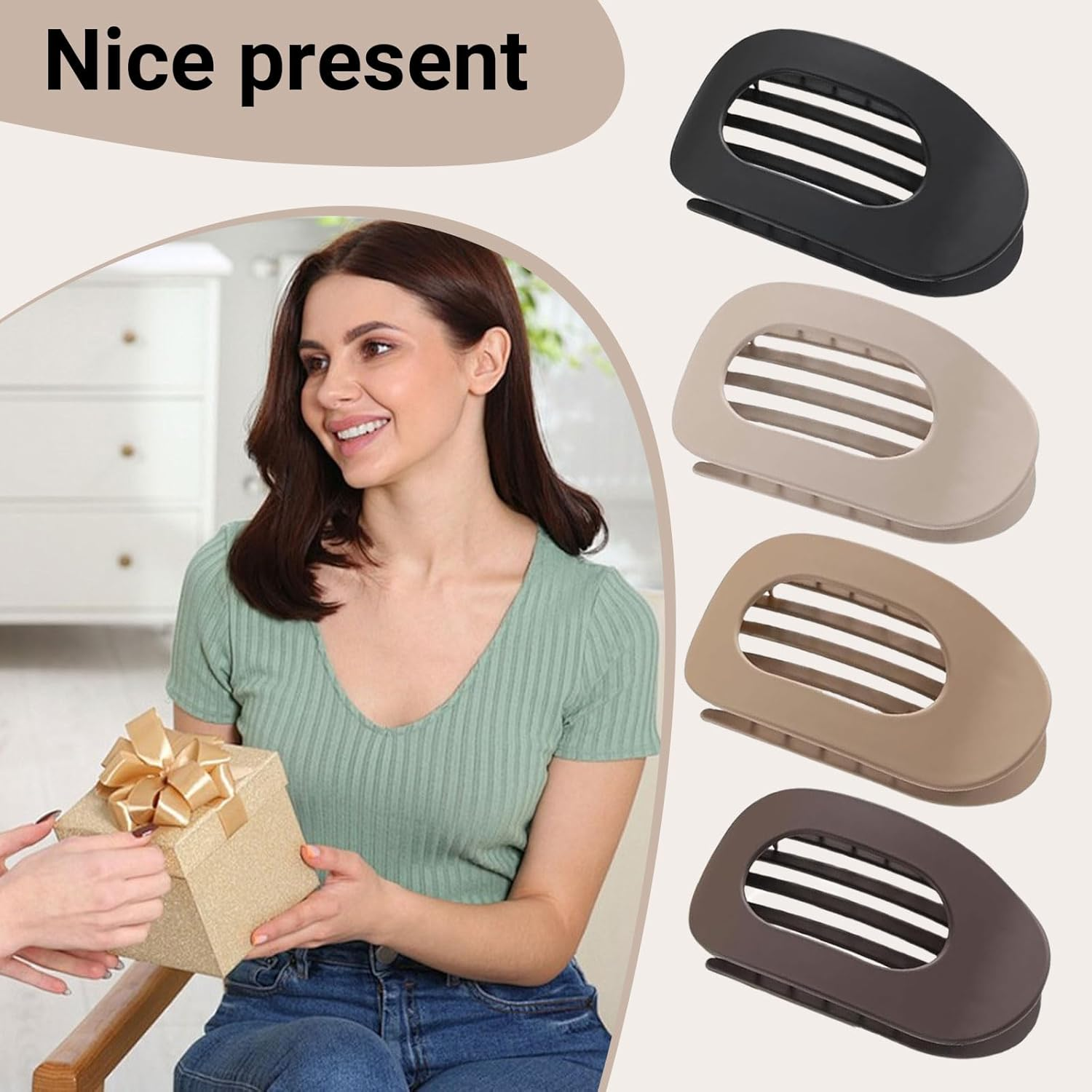 Mezrkuwr Pack of 4 Hair Clips, Flat Hair Claws, Hair Claws Clips with Secure Hold and Inner Teeth, Side Hair Clips with Strong Hold for Thick and Thin Hair image number 3