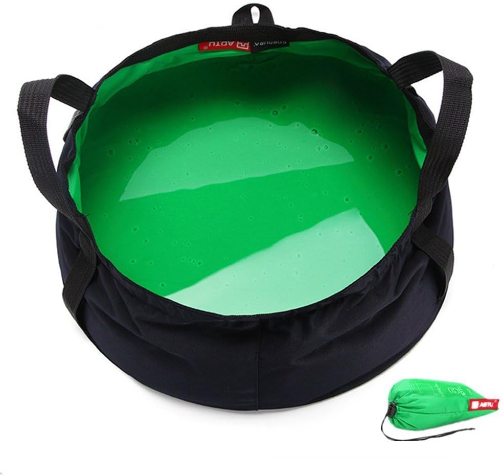 Winise 7L Lightweight Portable Folding Wash Basin Wash Bowl Multi-Functional Collapsible Bucket Water Bag Water Storage Collapsible Carrying Pouch Handle Bag for Outdoor Traveling Camping Hiking Fishing (Blue/Green/Red)