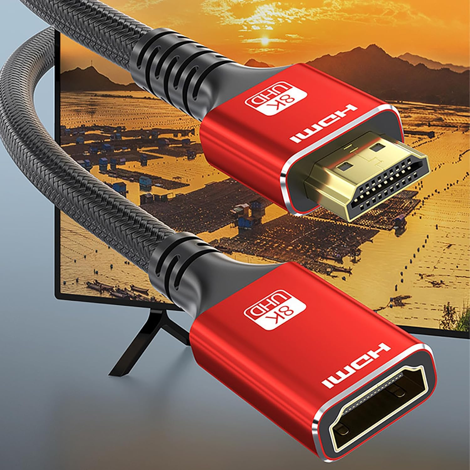 Tunghey 8K HDMI Male to Female Cable, HDMI Extension Extender Adapter for TV, 4K120Hz 8K60Hz 2.1 Ultra High Speed 48Gbps, Compatible with Ro-Ku/Fir-E TV Stick, PS5, UHD TV PC, Blu-Ray (0.5M) image number 5