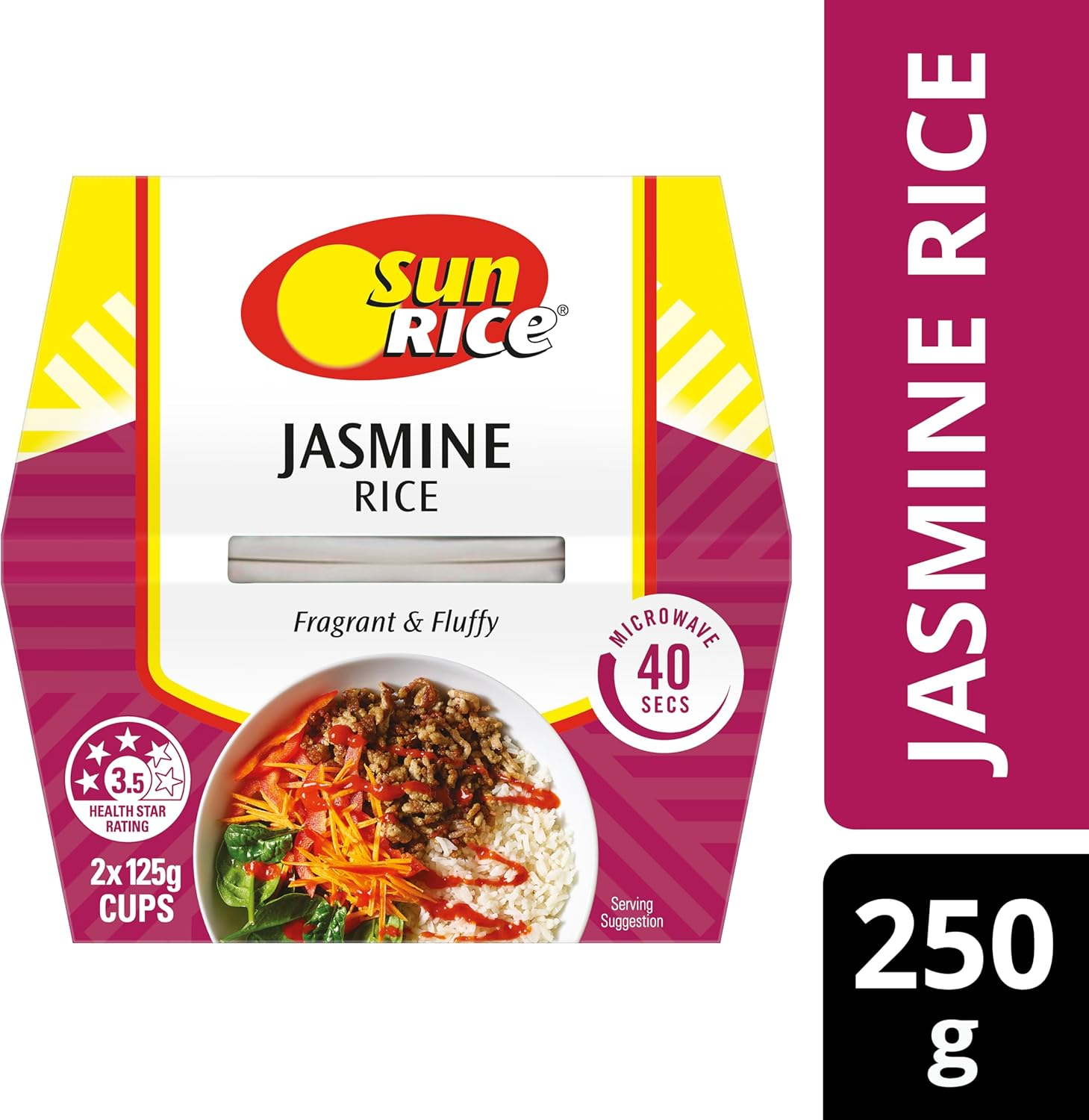 Sunrice Microwave Jasmine Rice Cups 6X 2X125G image number 1