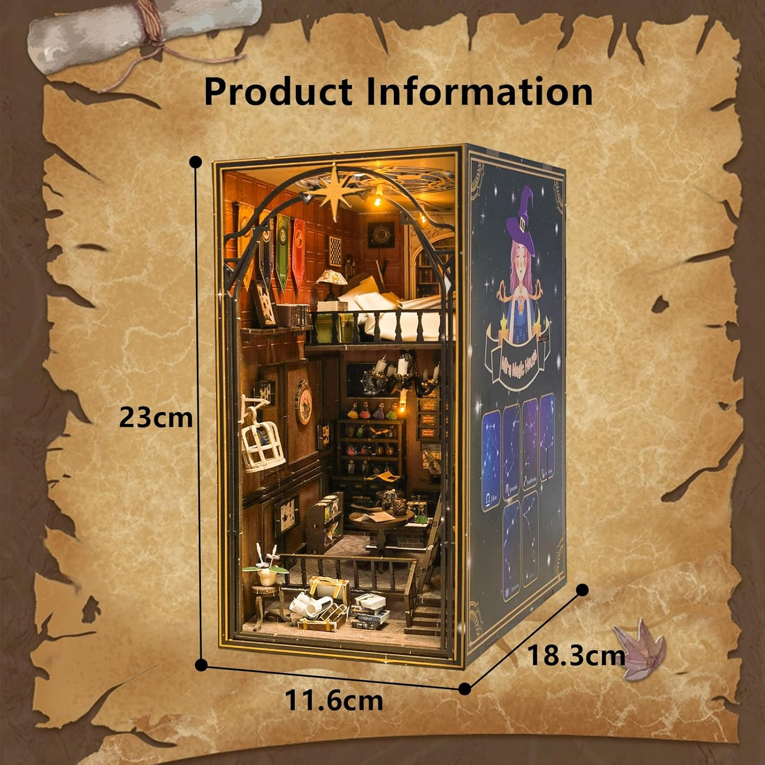 3D Book Nook Kit, DIY Miniature House Kit with LED Light, Booknook Libray Puzzle Creative Gifts Suitable for Adults, Dollhouse Miniature Adults image number 2