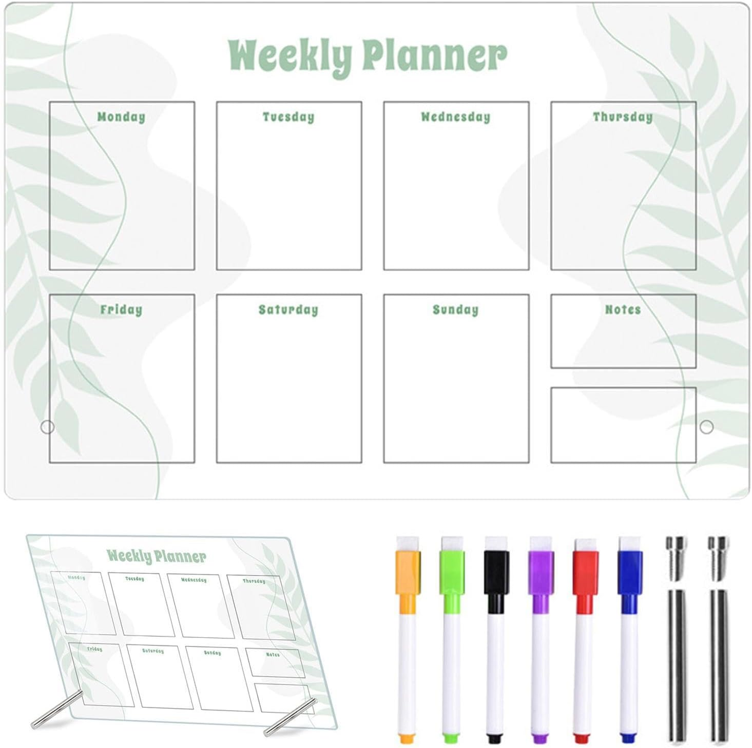 Whiteboard Planner - Weekly Calendar Planning Noteboard with Stand,Weekly Desktop Whiteboard, Calendar Planning Noteboard for Planning, Jmedic image number 1