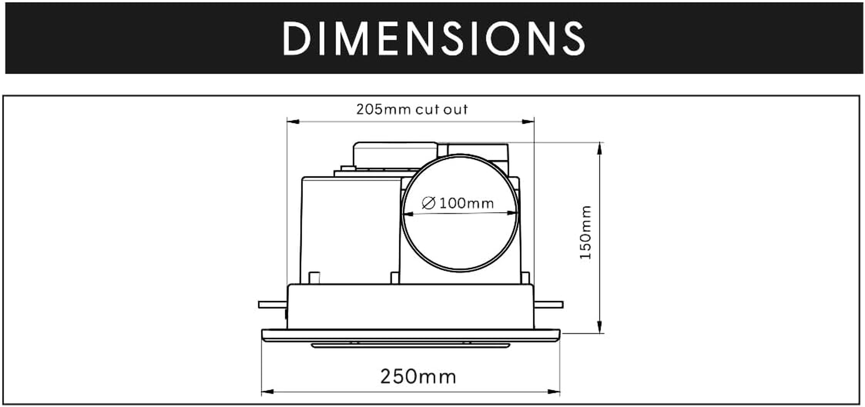 Modura Allair Classic 8" 250Mm Square Ceiling Mount Duct Exhaust Fan Bathroom