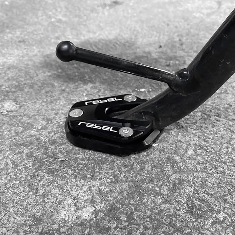 WOOGA Motorcycle Kickstand Pad Compatible with Ho&Nda Rebel CMX 250 CMX 300 CMX 500 2017-2024 Side Stand Foot Extension Enlarger Plate Support CNC Foot Extension Plate (Black) - Red image number 2