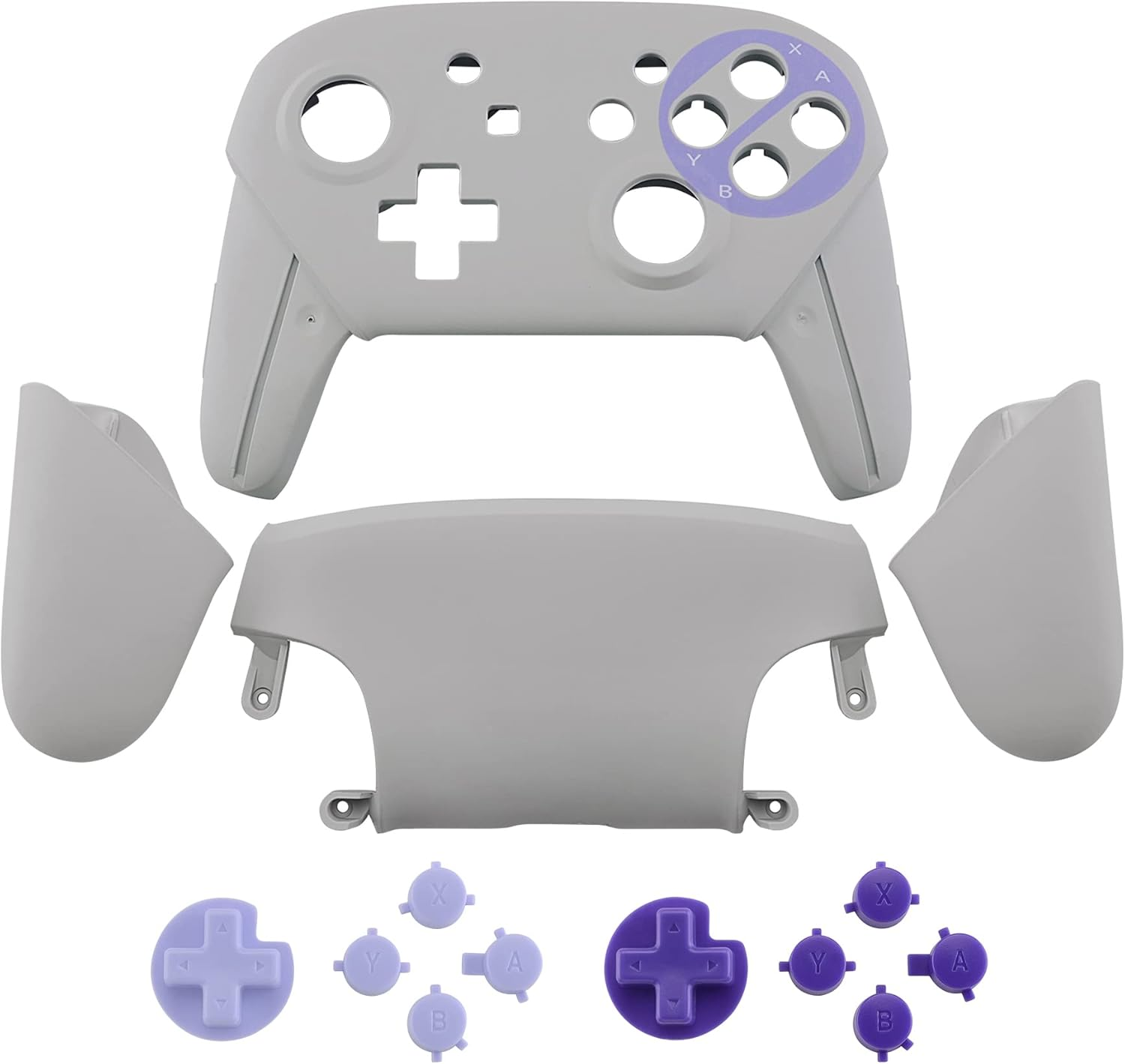 Extremerate Faceplate Backplate Handles for Switch Pro Controller, Classic SNES Style Replacement Shell Case with Red D-Pad ABXY Buttons for Nintendo Switch Pro - Controller NOT Included image number 4