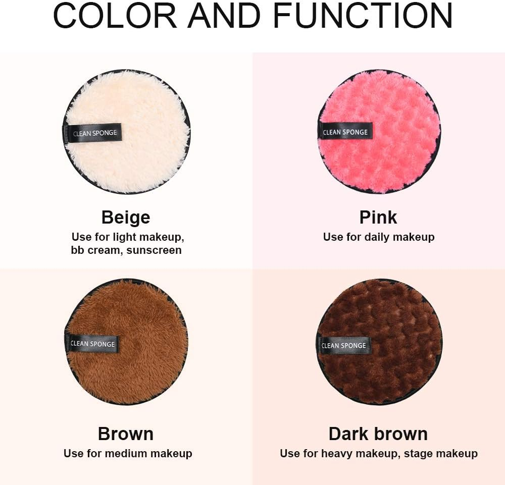 URAQT Makeup Remover Pads, 4 Pack Reusable Large Double-Sided Face Cleansing Cloths, Washable Microfibre Cotton for Eyes, Suits All Skin Types image number 6