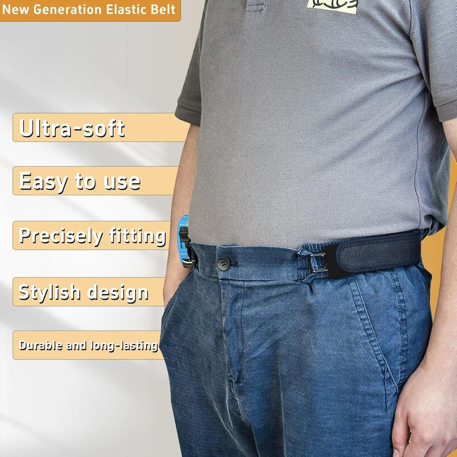 Buckle Free Belts for Men | Elastic Waistband with No Buckle,Adjustable Convenience Belt | for Daily Commuting Office Casual Construction Fitness Travel Hiking Driving image number 1