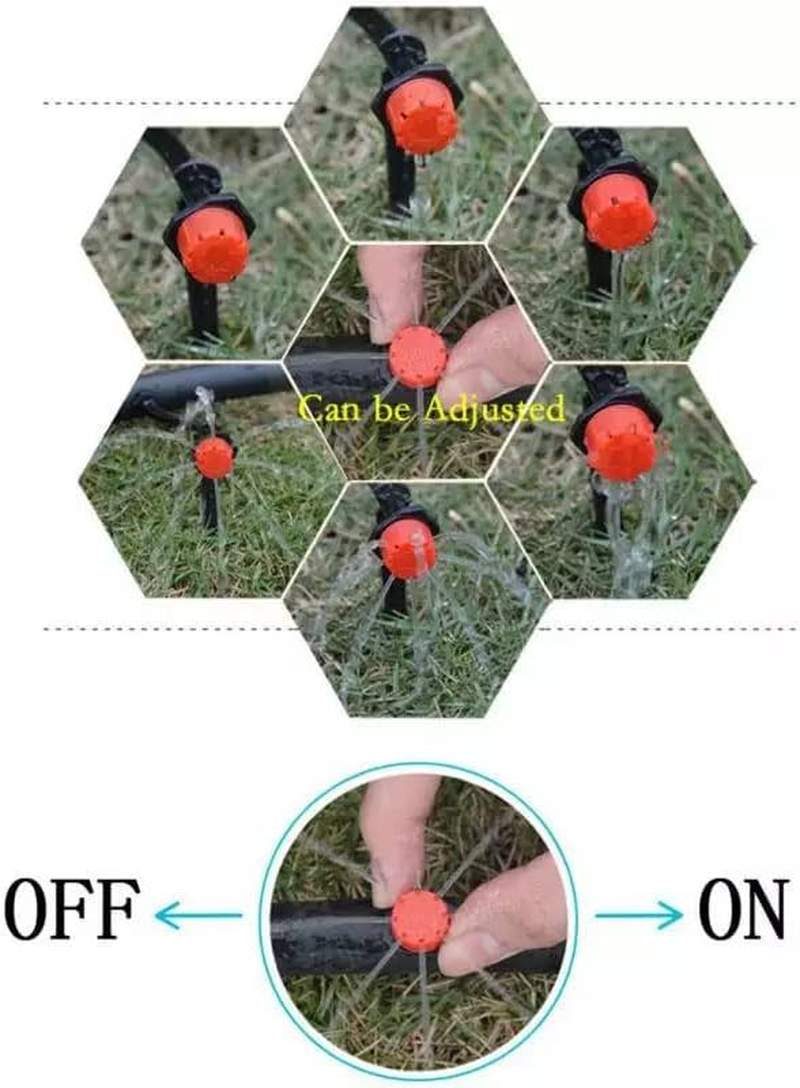 AIMALL 100X Adjustable Irrigation Micro Flow Dripper Drip Head Garden Hose Sprinklers,Spray Drip Irrigation Enclosed All in One Emitter Nozzle Sprinkler Garden Irrigation System image number 6
