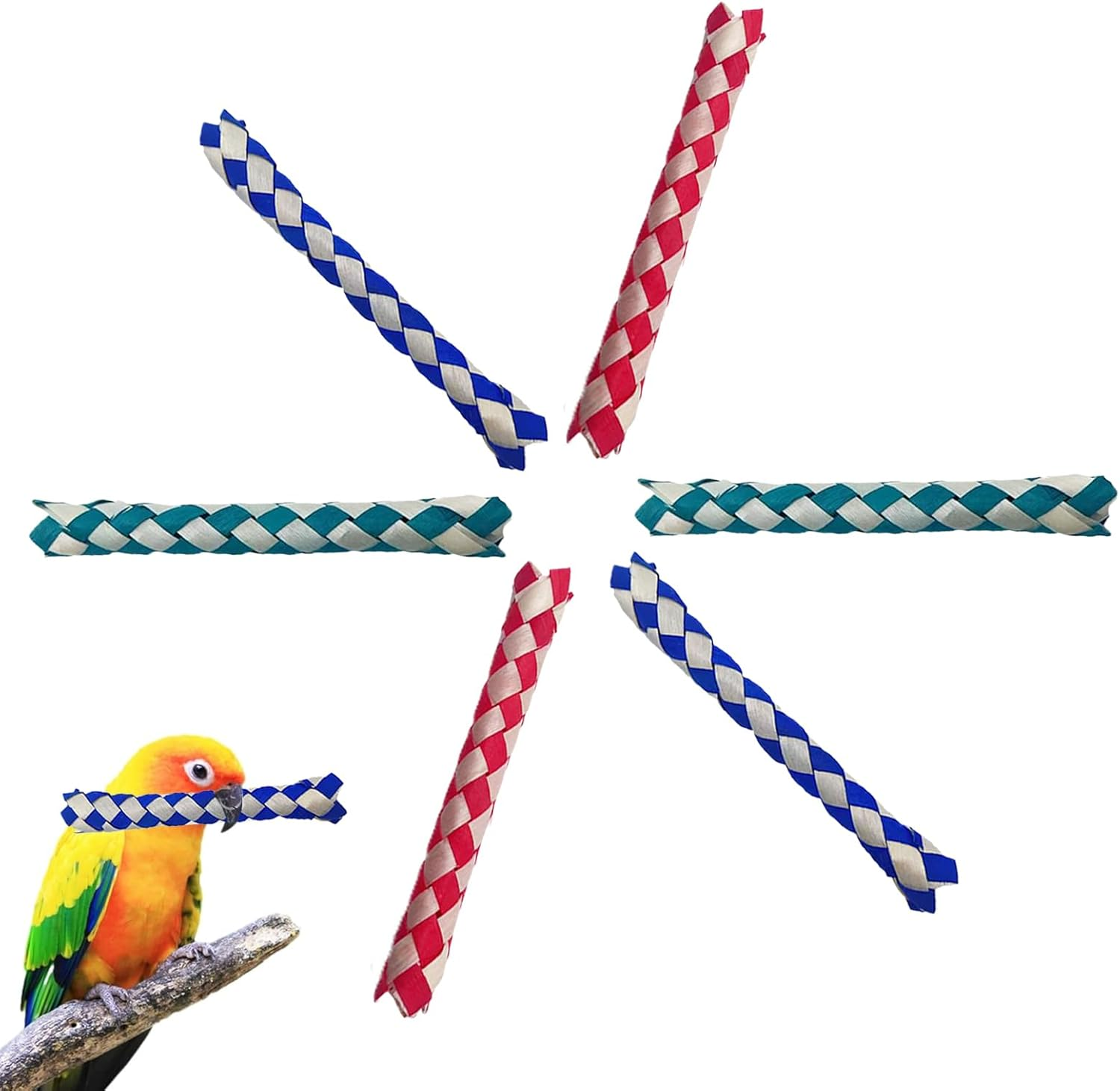 Chinese Finger Traps for Kids & Birds, 6 Pack Colorful Weaved Tube Toys, Parrot Chew Toys for Small Birds, Perfect for Party Favors, Goodie Bag Stuffers, and as a Foraging Chew Toy for Parakeets image number 5