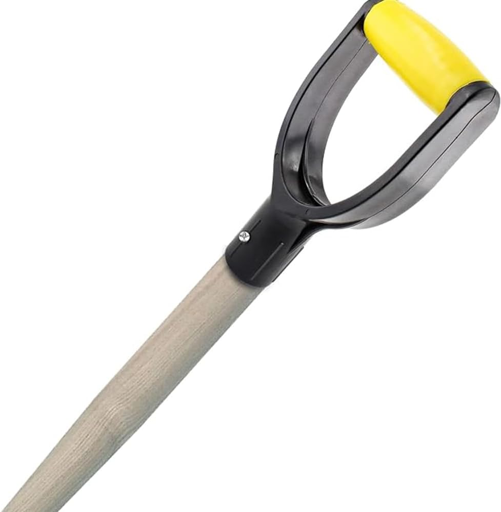 Shovel D Grip Handle 3.2Cm Inner Diameter Shovel Replacement Handle Silicone Grip Reinforcement Snow Shovel Handle Tool Garden Shovel (Black and Yellow)