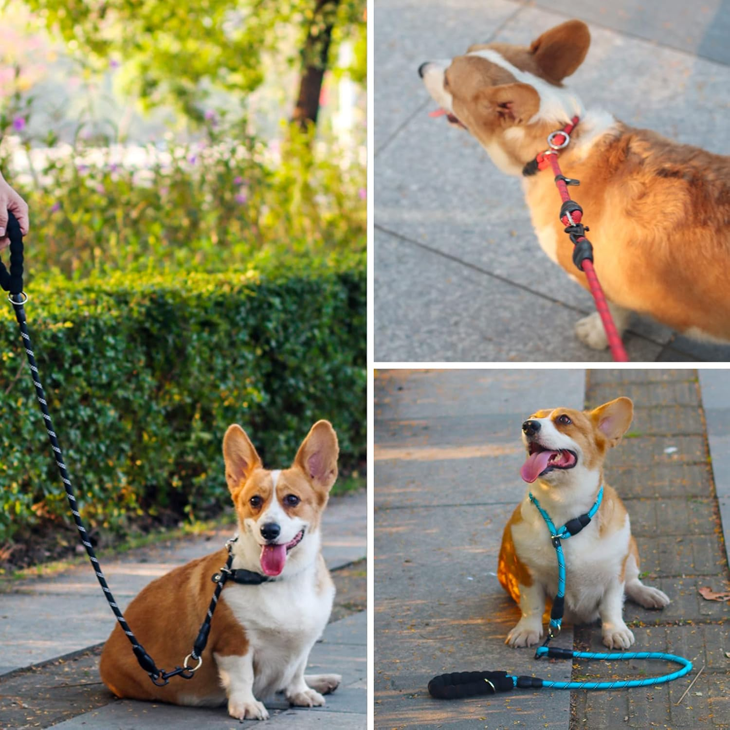 Dog Slip Collar, Reflective Nylon Martingale Chock Collar No-Pull P Collar with Sliding Stopper Training Dog Collar for Small Medium Large Dogs