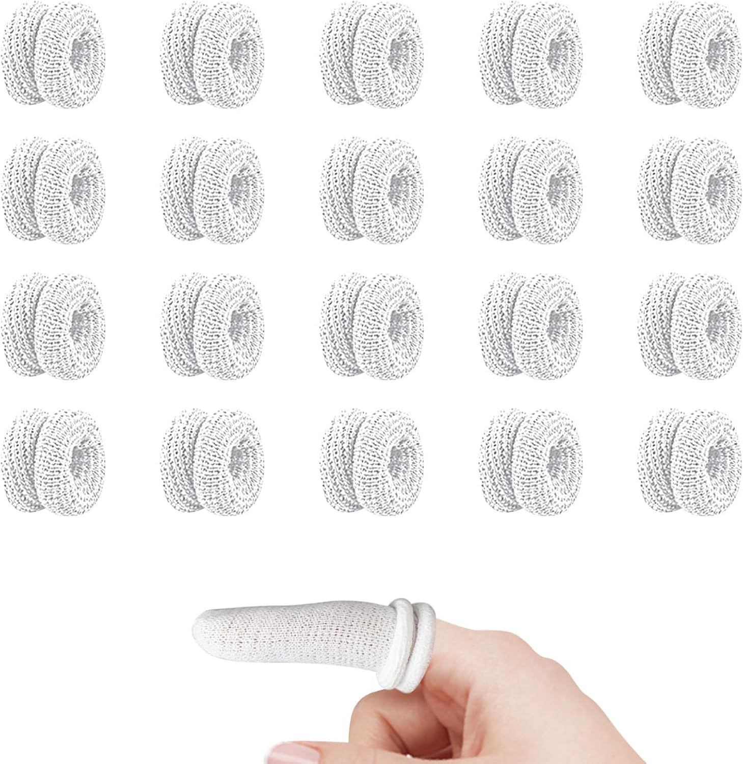 Finger Tubular Bandage, 20 Pcs Compression Bandage, Tubular Thumb Bandages, White Cotton Finger Cots, Roll Hand Cot, Soft Resilient Finger Bandage for Snug and Fixed Climbing, Easy to Use image number 1