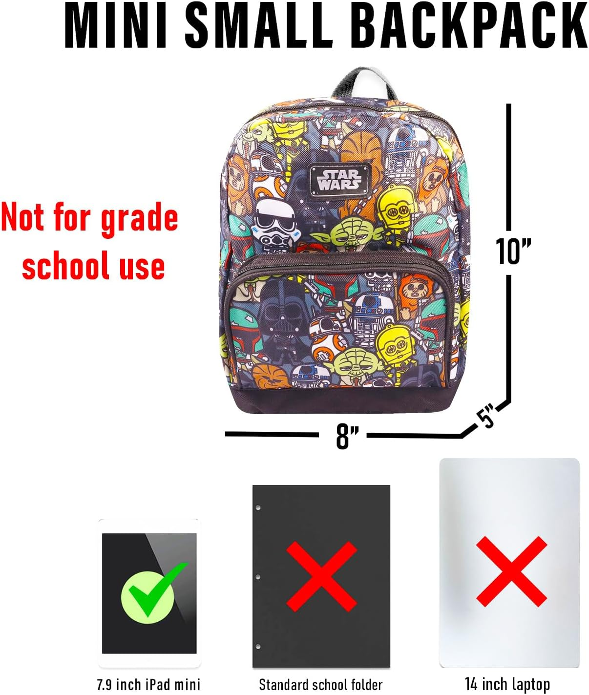 Disney Star Wars Preschool Backpack for Kids, Toddlers ~ 4 Pc School Supplies Bundle with Canvas Star Wars 10" Mini Backpack, Stickers, and More, Star Wars, Star Wars Mini Backpack, Classic Star Wars image number 3