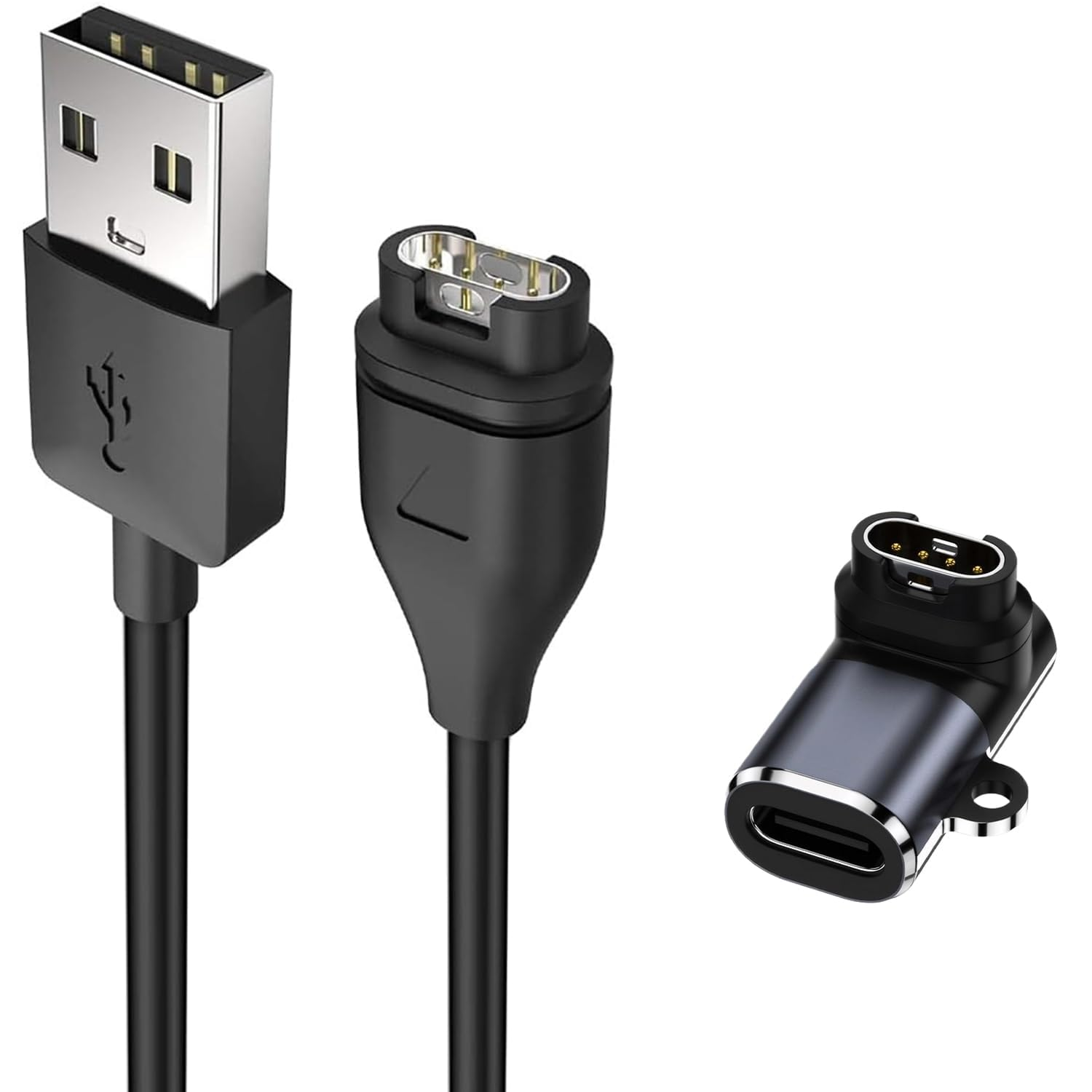 [1+1 Pack] T Tersely 1M Charging Cable with 1 Pack Type C Charger Adapter for Garmin Vivoactive 6 5 4 4S, for Venu 3 3S Sq 2 2S Bounce Instinct 2X Fenix 8/7/6 S X/Forerunner 255 255S 55 935/Epix image number 1