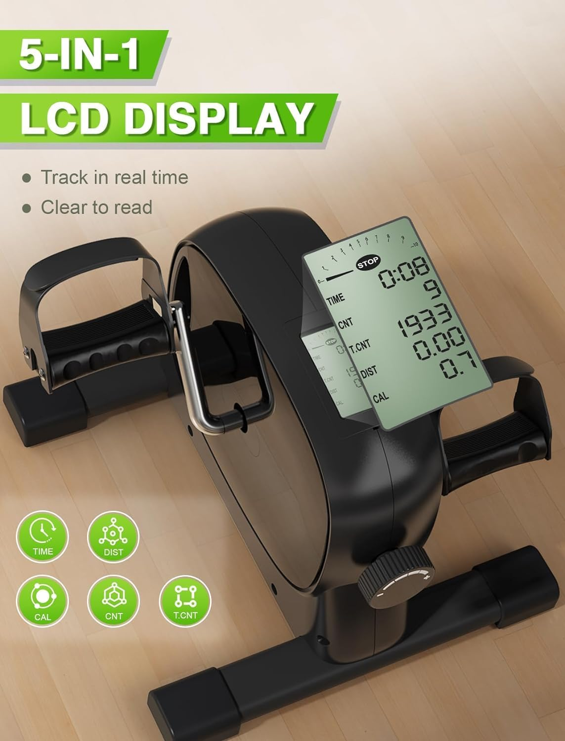 MINYII under Desk Bike Pedal Exerciser for Arm/Leg Exercise - Portable Mini Exercise Bike Desk Cycle,Leg Exerciser for Home/Office Workout