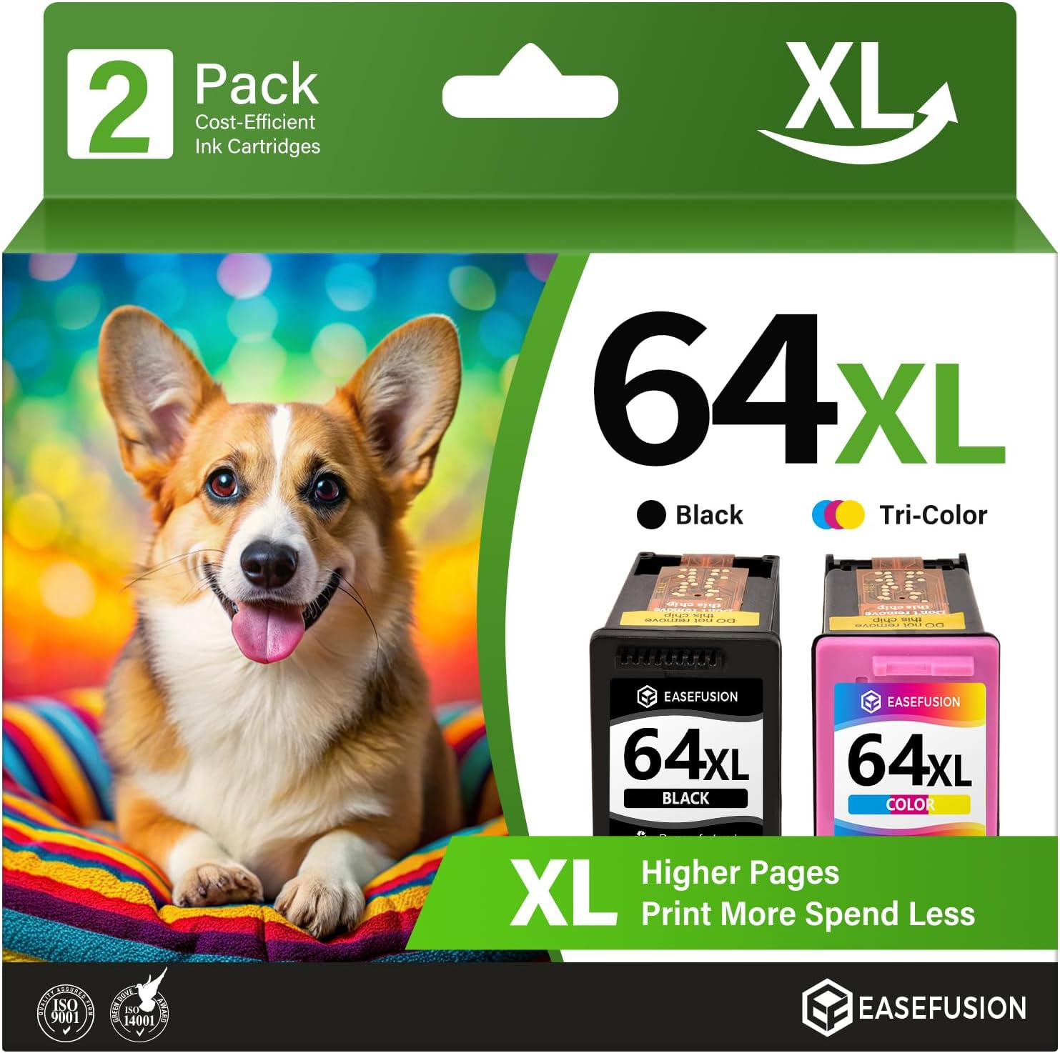 64XL Replacement for HP Ink 64 Black and Color Combo Pack for HP Envy Photo 7855 7858 7155 Envy Inspire 7900E 7200E 7955E Tango Printer Ink Cartridges