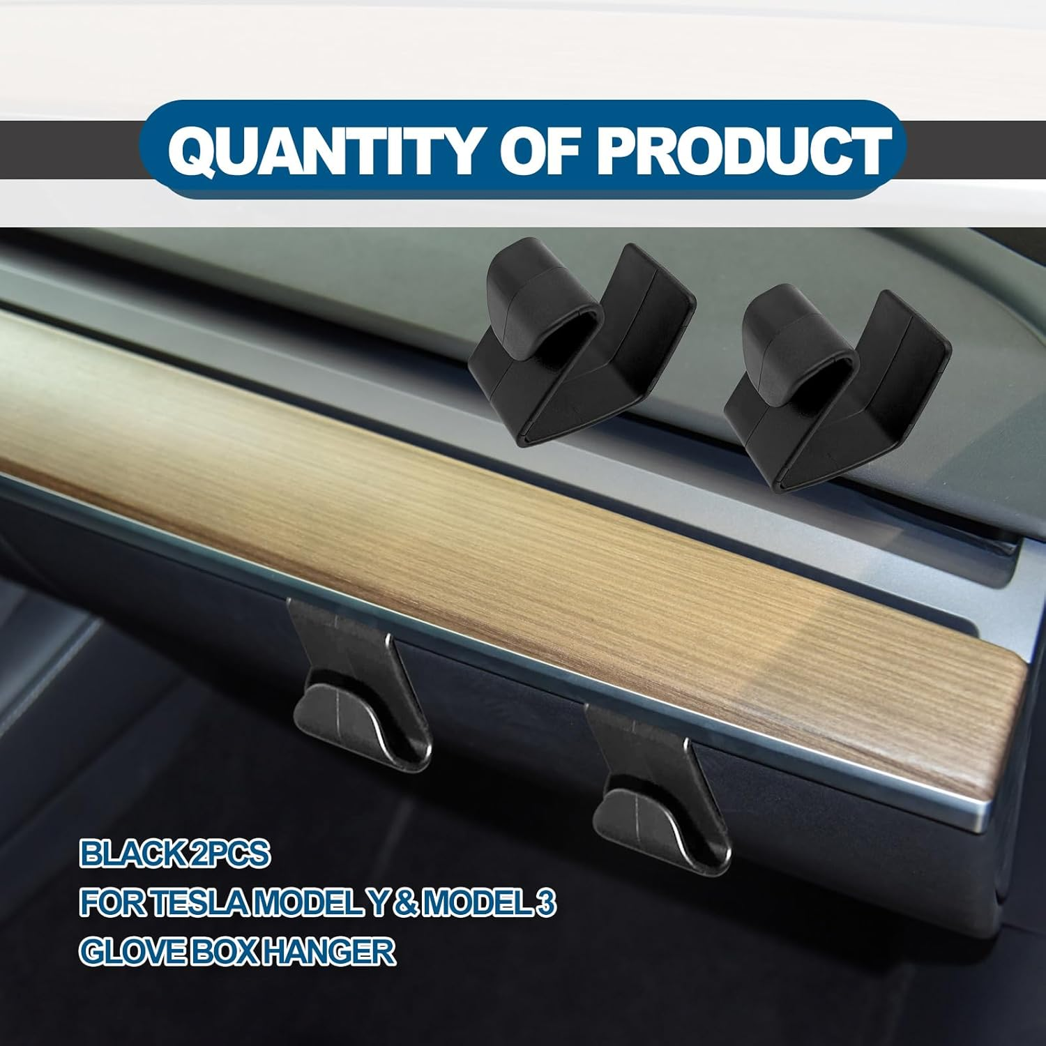 RBOKO 2PCS Glove Box Hooks, Compatible with 2020-2023 Tesla Model Y and 2017-2023 Model 3 Accessories, Glove Box Organizer Bag Holder, Storage Hanger Clip image number 3