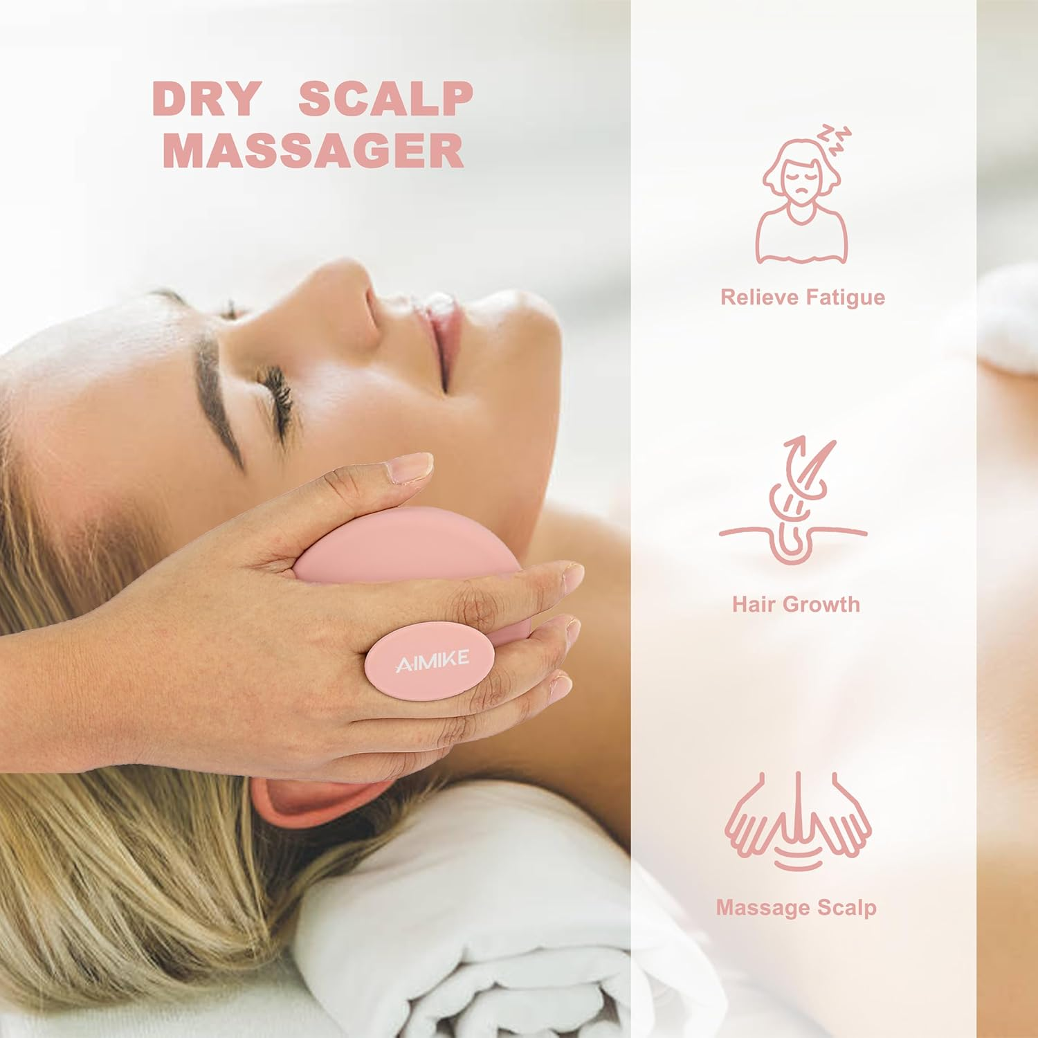 AIMIKE Scalp Massager Shampoo Brush, Soft Silicone Hair Scrubber for Washing Hair, Dandruff Removal & Scalp Scrubber Hair Growth Stimulator, Scalp Brush/Exfoliator Brush on Dry & Wet Scalp - Pink image number 5